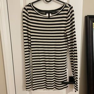 BCBG Max Azria black and white stripe tunic